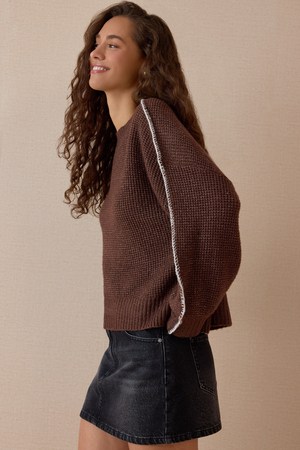 Lenora Contrast Stich Sweater - Altar'd State