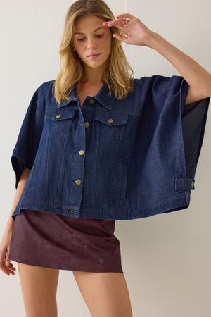 Emy Denim Cape Jacket - Altar'd State - 