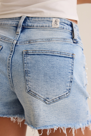 Gianna Embellished Denim Shorts - Altar'd State - 