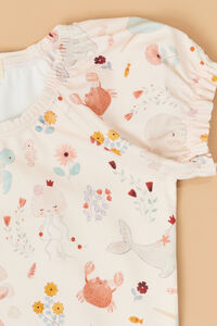 Sea Creature Puff Sleeve One Piece Swimsuit Detail 3 - Altar'd State