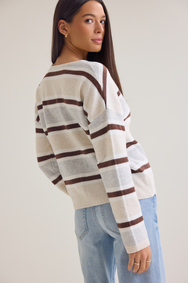 Toni Multi Stripe Button Cardigan Detail 4 - Altar'd State