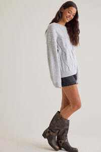 Beatrice Cozy Cable Oversized Sweater Detail 4 - Altar'd State