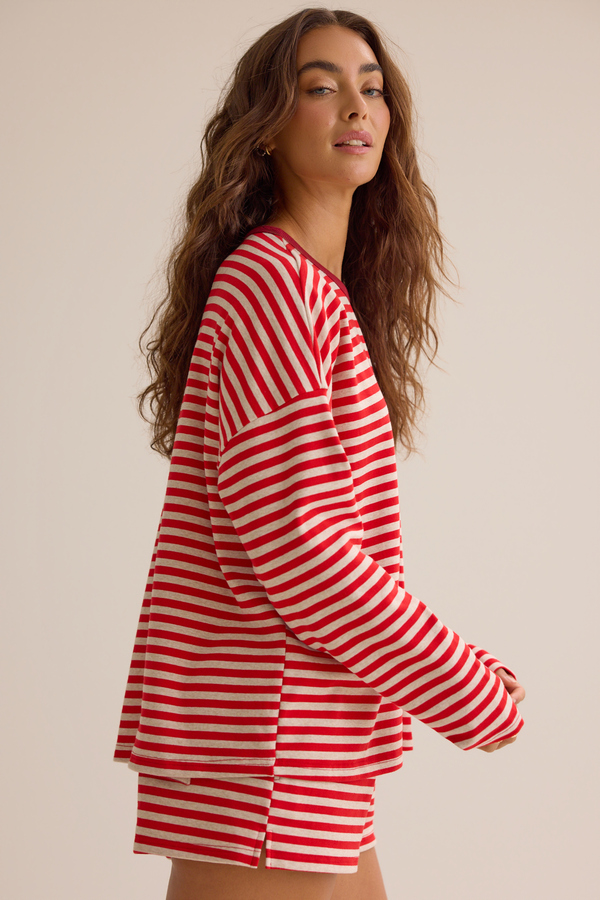 Reese Stripe Lounge Top Detail 5 - Altar'd State