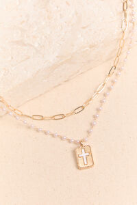God Is In Control Layered Pearl Cross Necklace - Altar'd State
