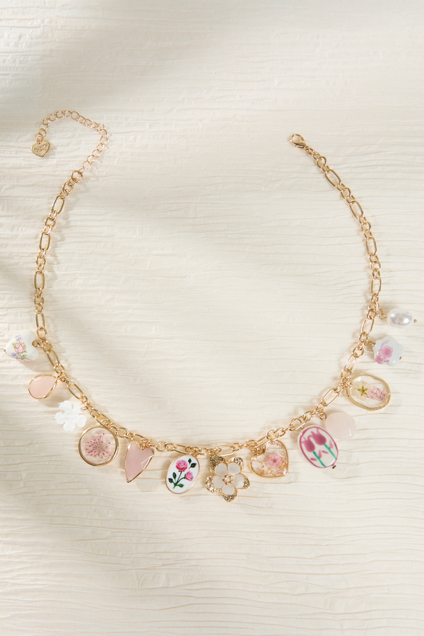 Pink Floral Charm Necklace - Altar'd State