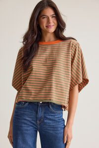 Wilma Striped Boxy Tee Detail 2 - Altar'd State