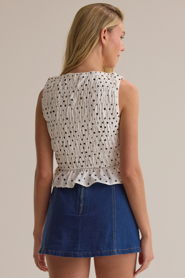 Ophelia Polka Dot Smocked Top Detail 3 - Altar'd State