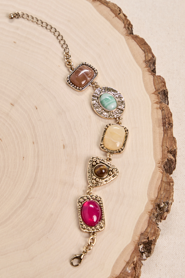 Multicolor Stone Link Bracelet Detail 2 - Altar'd State