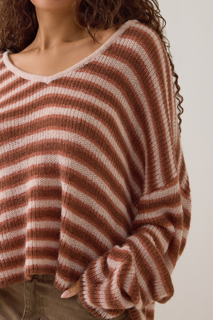 Elora Striped Oversized Sweater - Altar'd State - 