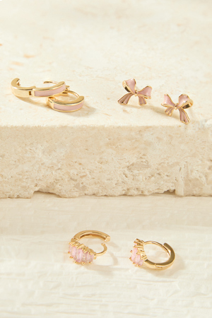 Dainty Crystal Bow Earring Set - Altar'd State - 