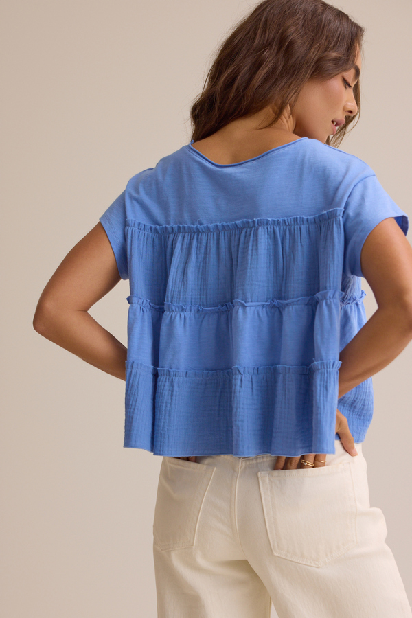 Nicole Ruffle Top in Blue | Altar'd State
