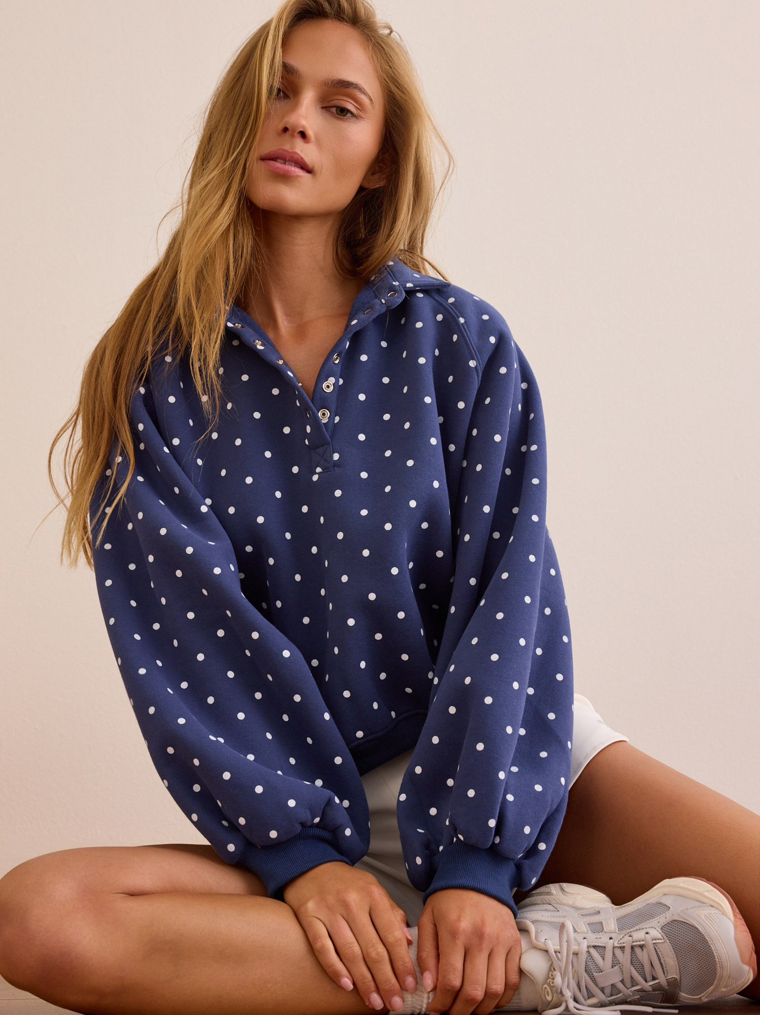 Fast Track Polka Dot Pullover in Navy & White | AS Revival
