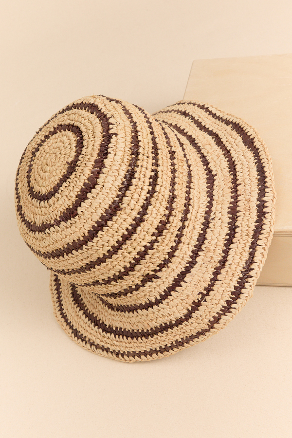 Raffia Striped Bucket Hat Detail 2 - Altar'd State