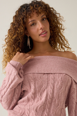 Banks Cable Fold Over Sweater - Altar'd State - 