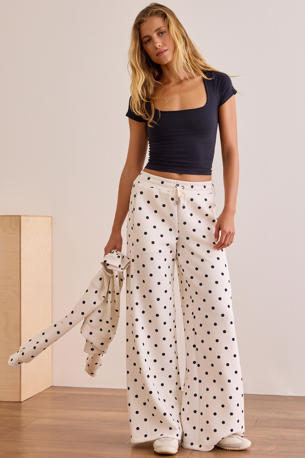Supersoft Wide Leg Polka Dot Pant Detail 6 - Altar'd State