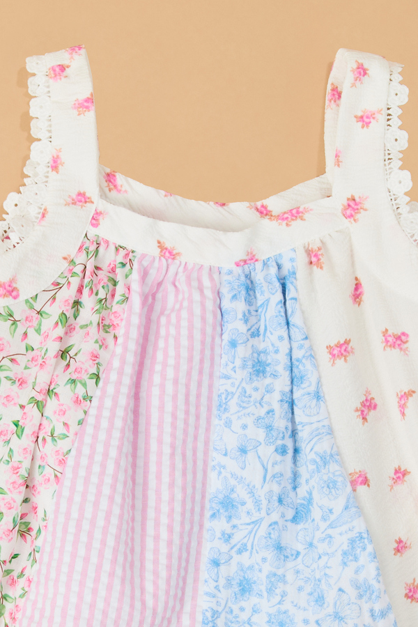 Tessa Paneled Mix Print Toddler Short Set Detail 2 - Altar'd State