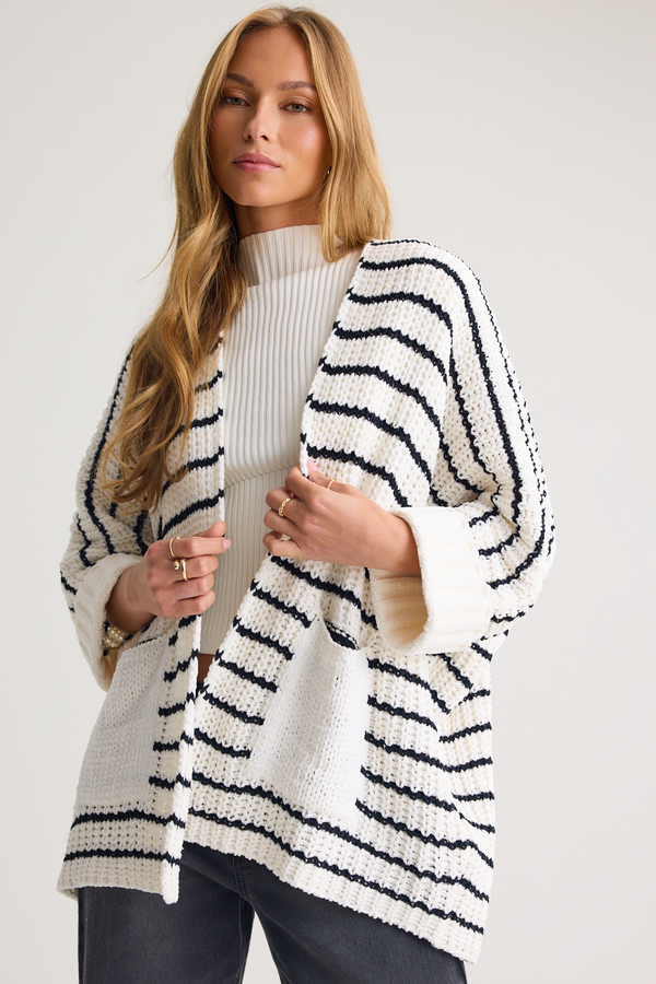 Georgie Chenille Slouch Cardigan Detail 3 - Altar'd State