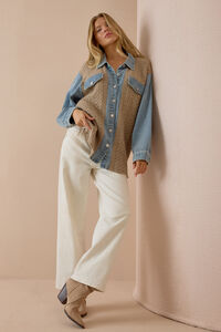 Nala Cable Knit Denim Sweater - Altar'd State
