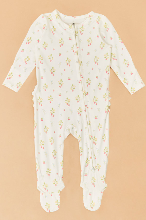 Sadie Strawberries Ruffle Footie - Altar'd State