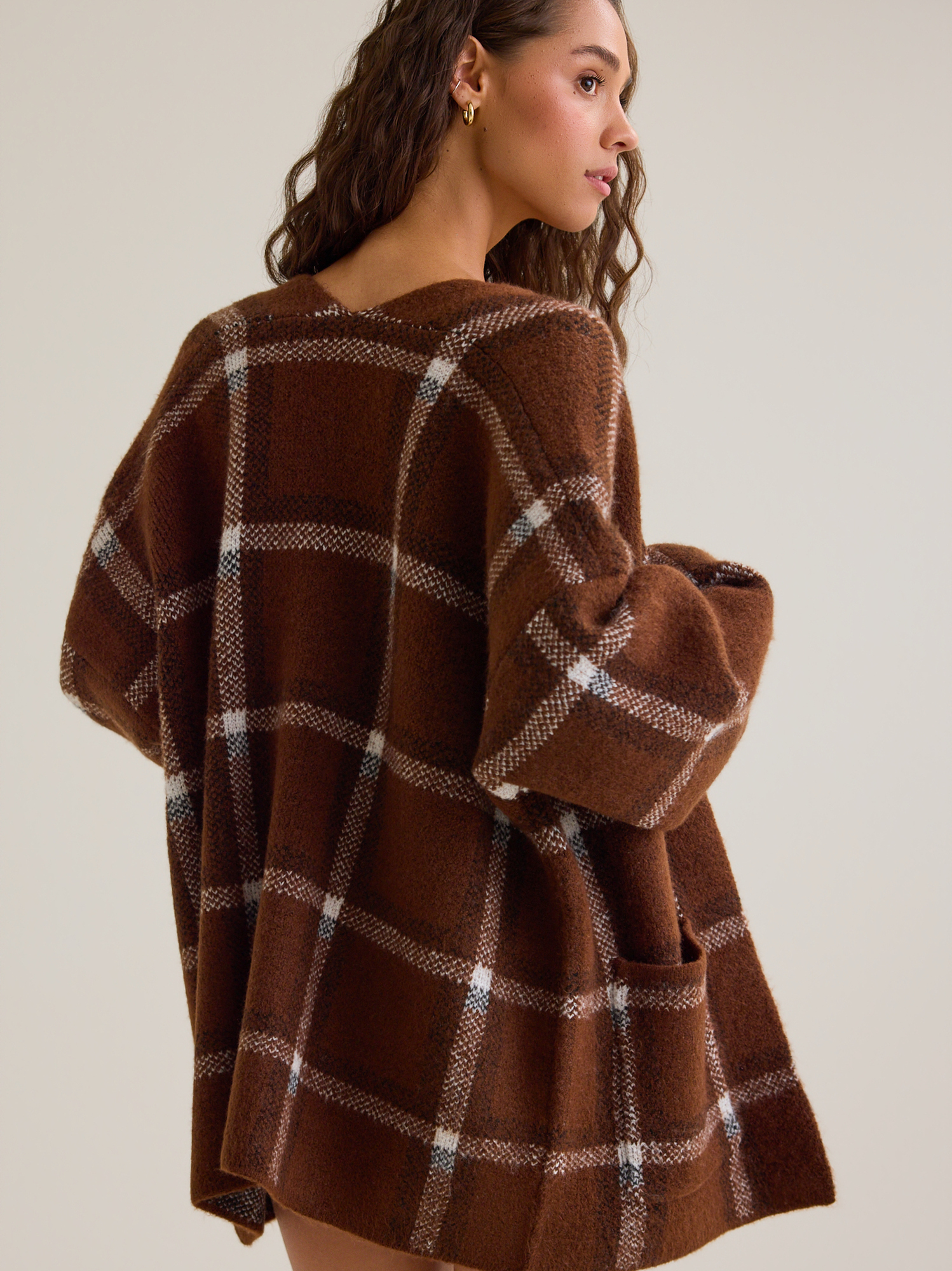 Catalina Open Cardigan in Brown & Ivory | Altar'd State