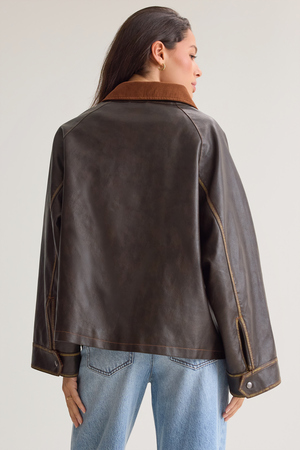 Lilah Vegan Leather Oversized Jacket - Altar'd State - 