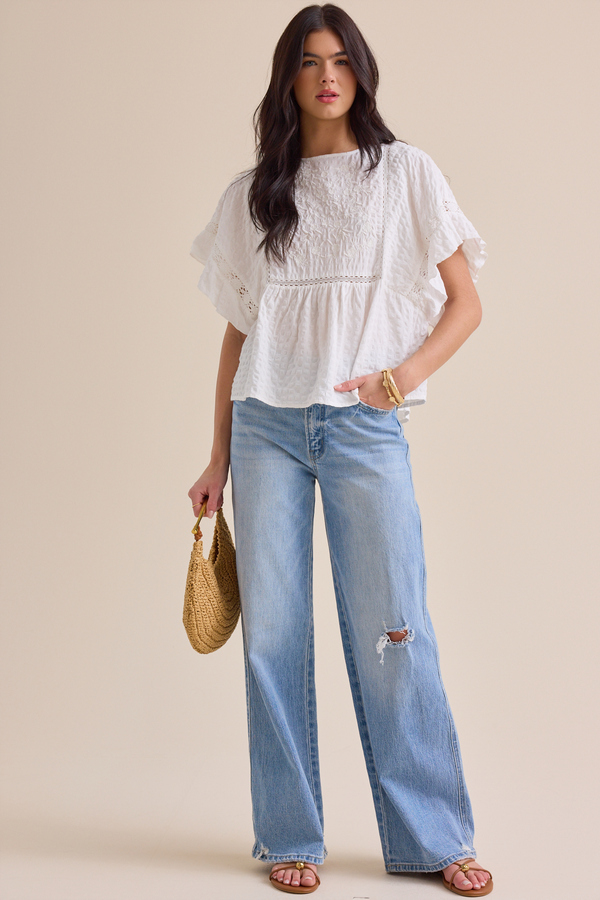 トップス Avrill ribbon tops andmary ivory Amberlyn Embroidered Top in White | Altar'd State