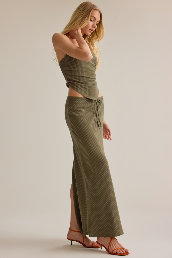 Merit Linen Stripe Midi Skirt Detail 5 - Altar'd State