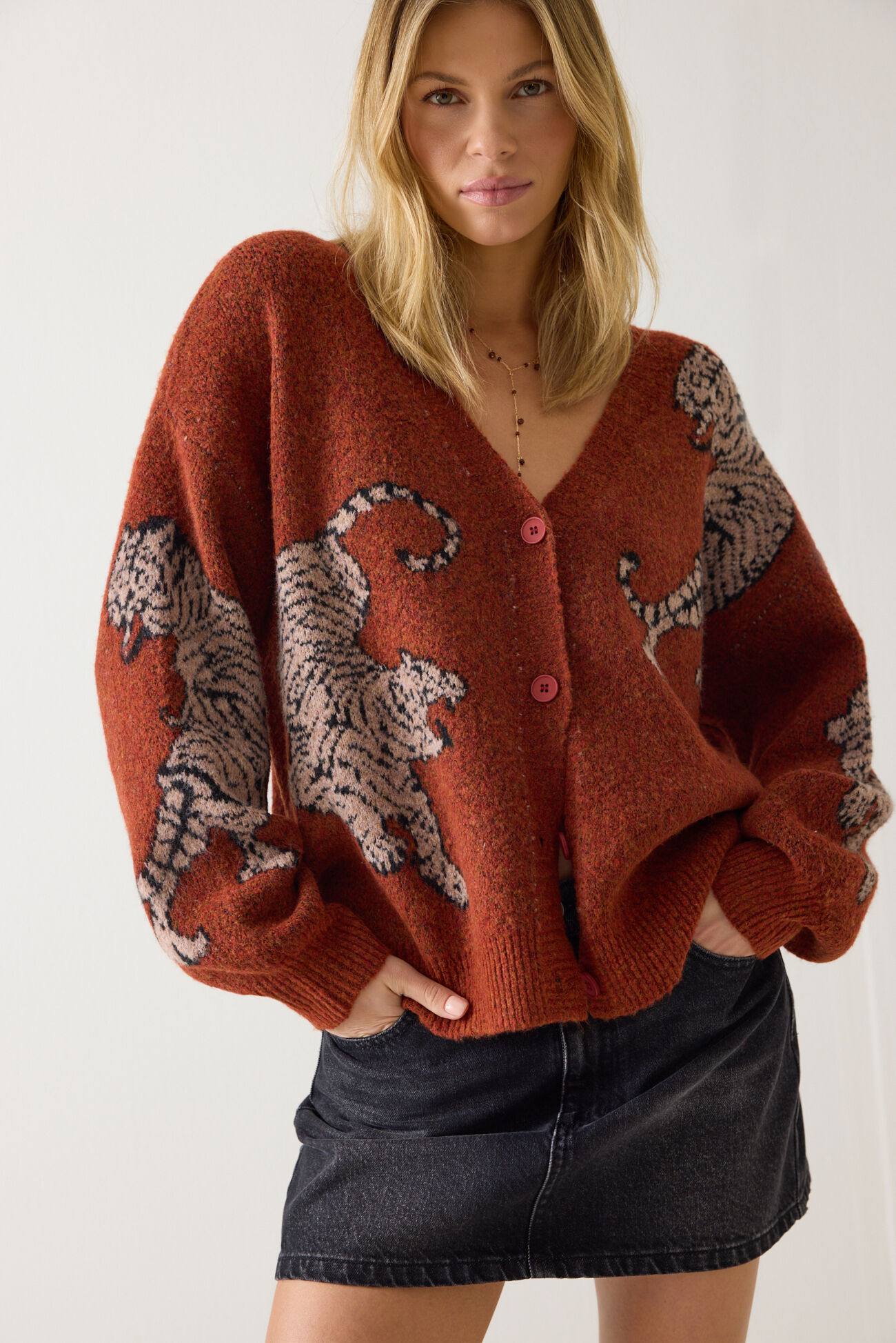 Tigris Balloon Sleeve Tiger Cardigan