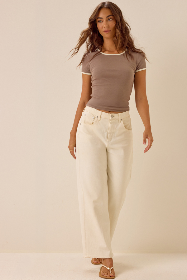 Zadie Contrast Trim Fitted Tee Detail 2 - Altar'd State