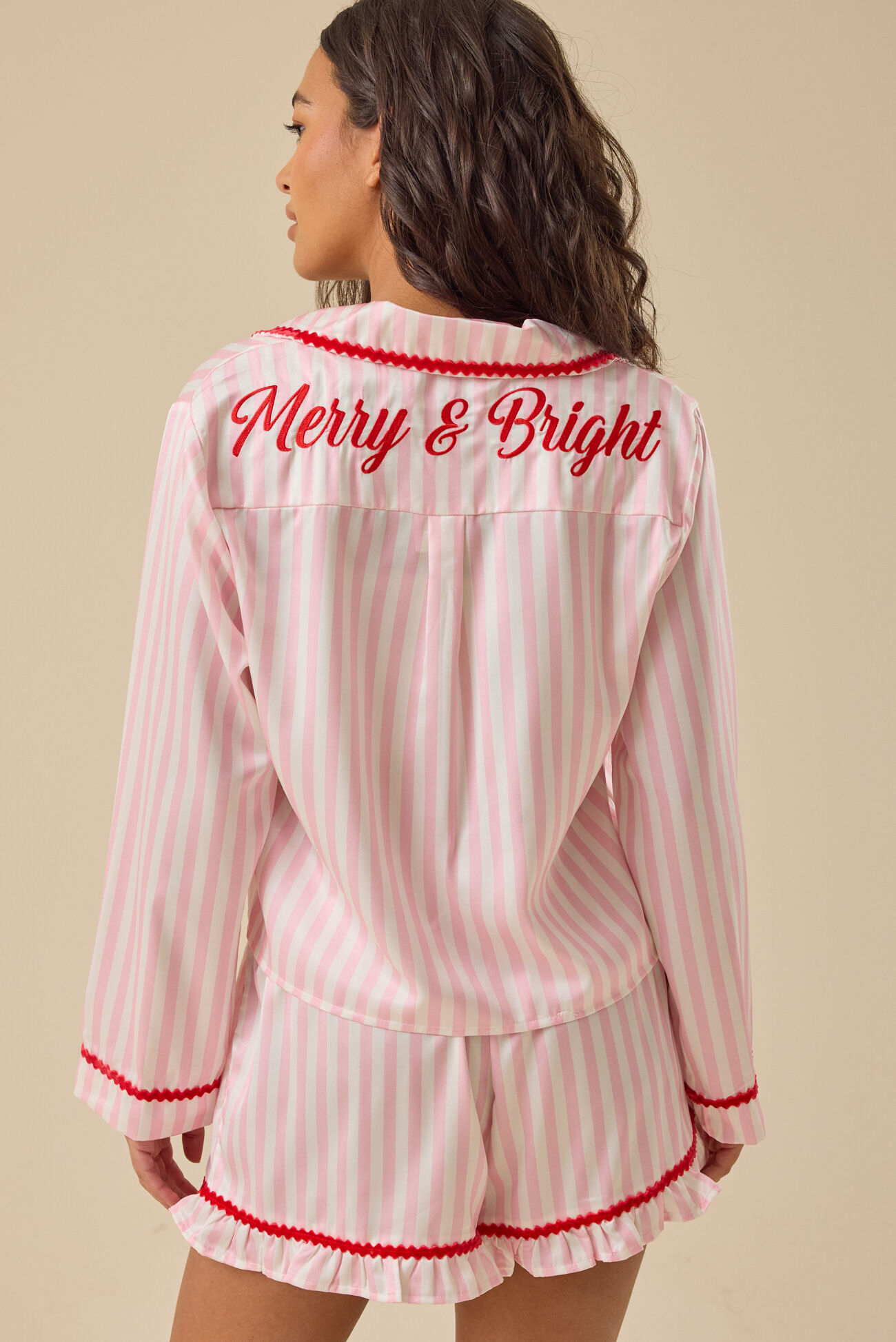 Rosemary Satin Stripe Sleep Top