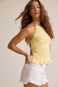 Carmine Shirred Halter Tank Detail 3 - Altar'd State
