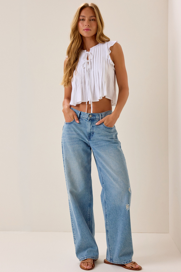 Aurora Pleated Tie Front Top Detail 2 - Altar'd State