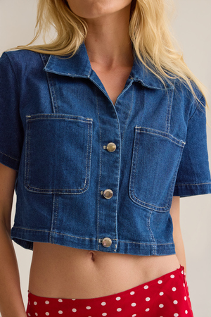 Eleanor Denim Button Up Top - Altar'd State