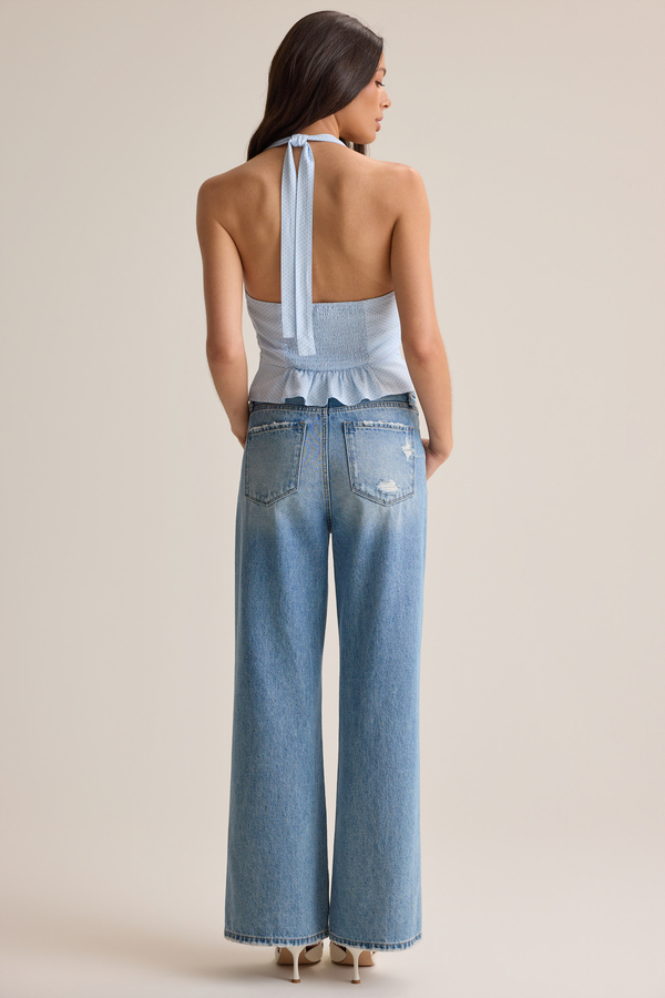 Mirabella Dot Halter Button Up Tank Detail 2 - Altar'd State