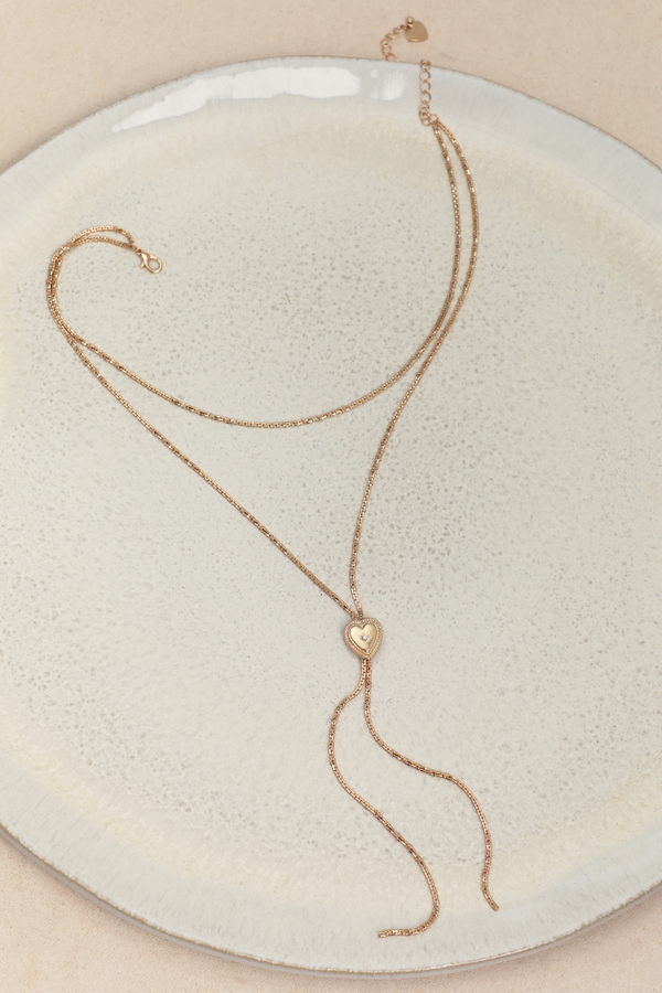 Heart of Gold Layered Y Necklace Detail 3 - Altar'd State