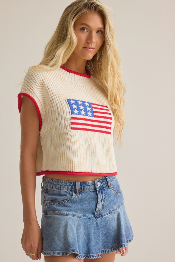 Megan Flag Sweater Detail 3 - Altar'd State