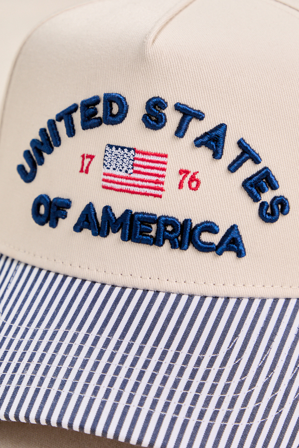 United States Striped Trucker Hat Detail 2 - Altar'd State