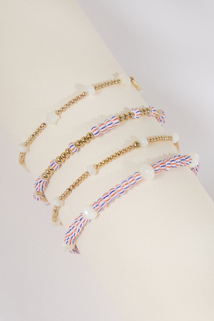 Red, White, and Blue Painted Beaded Bracelet Set - Altar'd State - 