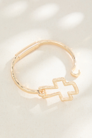 Hammered Open Cross Hinge Bracelet - Altar'd State - 