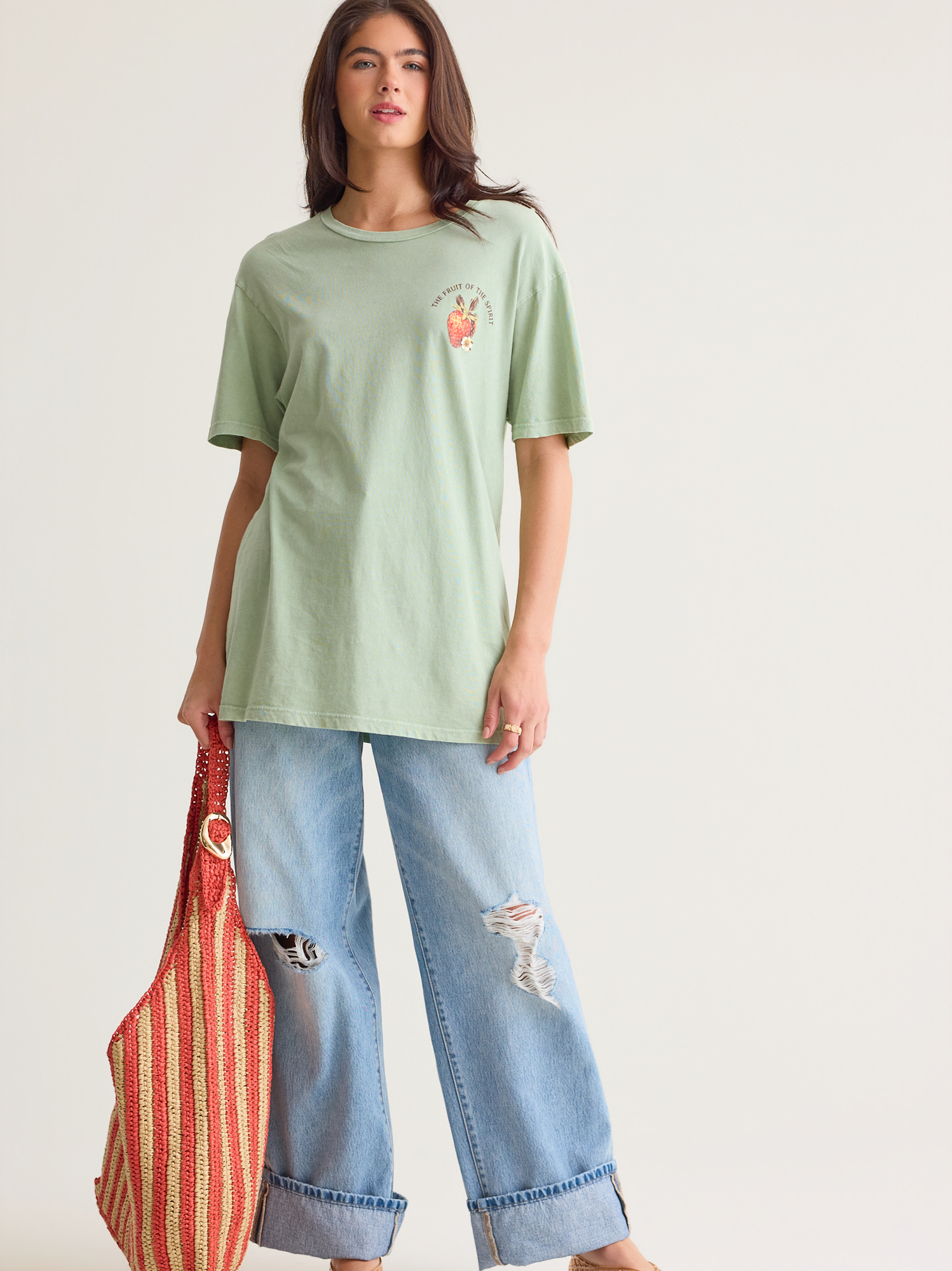 Fruit Of The Spirit Oversized Tee in Green | Altar'd State