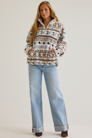 Simone Fair Isle Sherpa Pullover - Altar'd State
