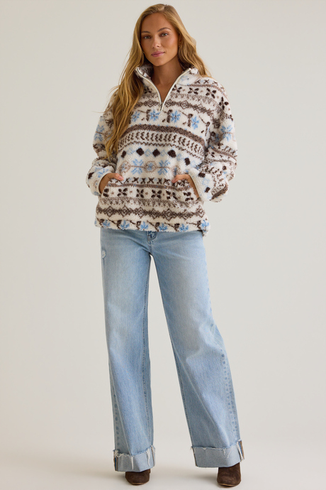 Simone Fair Isle Sherpa Pullover - Altar'd State