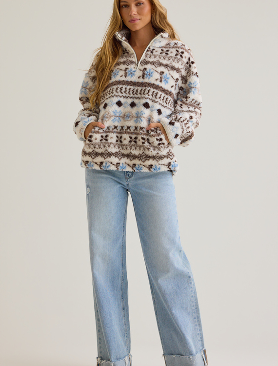 Simone Fair Isle Sherpa Pullover Detail 3 - Altar'd State