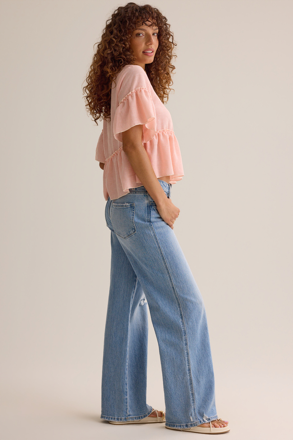 Carolina Stripe Ruffle Top Detail 3 - Altar'd State