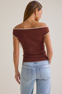 Cara Contrast Trim Off Shoulder Top Detail 5 - Altar'd State
