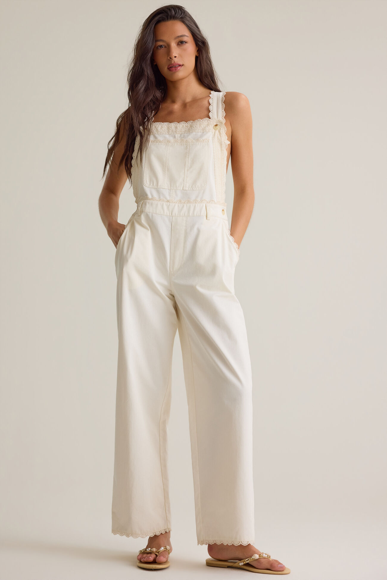 Ivy Lace Trim Overalls