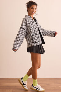 Gingham Glide Quilted Jacket in Black | Altar'd State