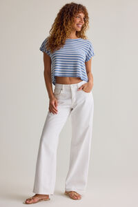 Hattie Stripe Roll Sleeve Crew - Altar'd State