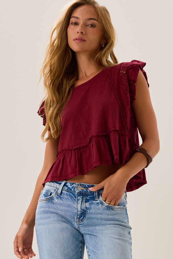 Kiki Short Sleeve Crochet Shirt Detail 2 - Altar'd State