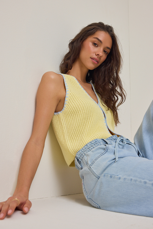 Kelia Contrast Stitch Vest - Altar'd State